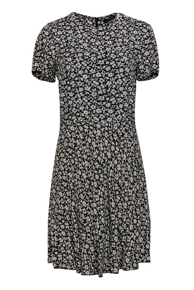 Current Boutique-Polo Ralph Lauren - Black & Cream Floral Print Short Sleeve Dress Sz 6