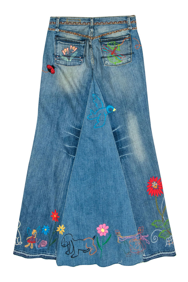 Current Boutique-Polo Ralph Lauren - Denim Embroidered Upcycled Maxi Skirt Sz 6