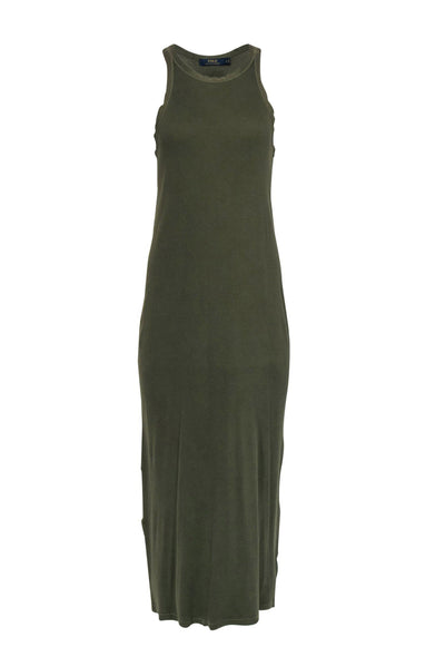 Current Boutique-Polo Ralph Lauren - Olive Ribbed Sleeveless Maxi Dress Sz L