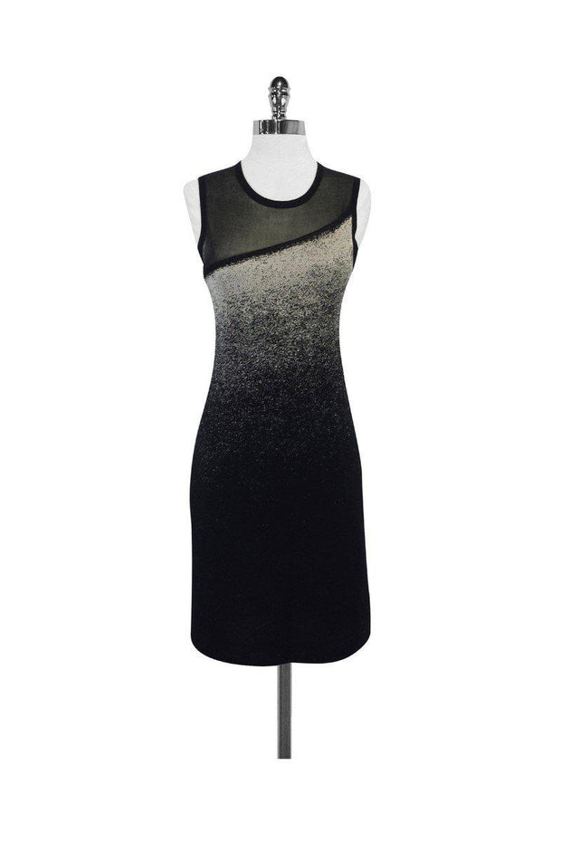 Current Boutique-Ports 1961 - Black & Silver Metallic Knit Sleeveless Dress Sz XS