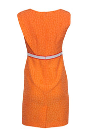 Current Boutique-Ports 1961 - Orange Floral Textured Sheath Dress w/ Ribbon Waist Sz 6