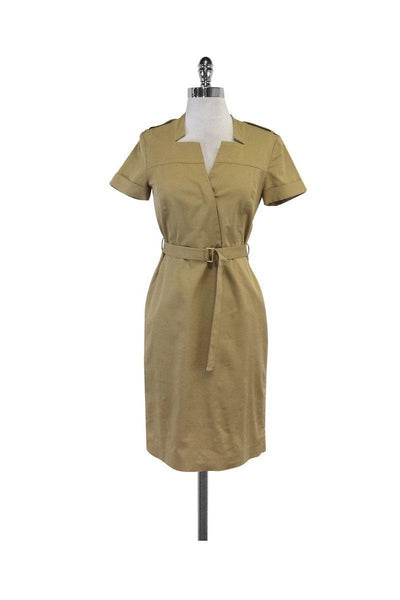 Current Boutique-Ports 1961 - Tan Belted Short Sleeve Dress Sz 2