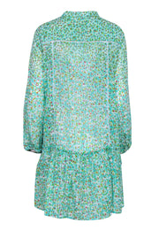 Current Boutique-Poupette St Barth - Green & Abstract Floral Print Drop Waist Dress Sz L
