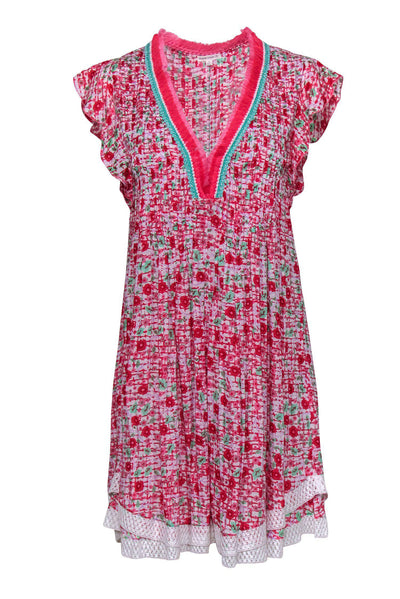 Current Boutique-Poupette St Barth - Pink Floral "Sasha" Pleated Mini Dress Sz S