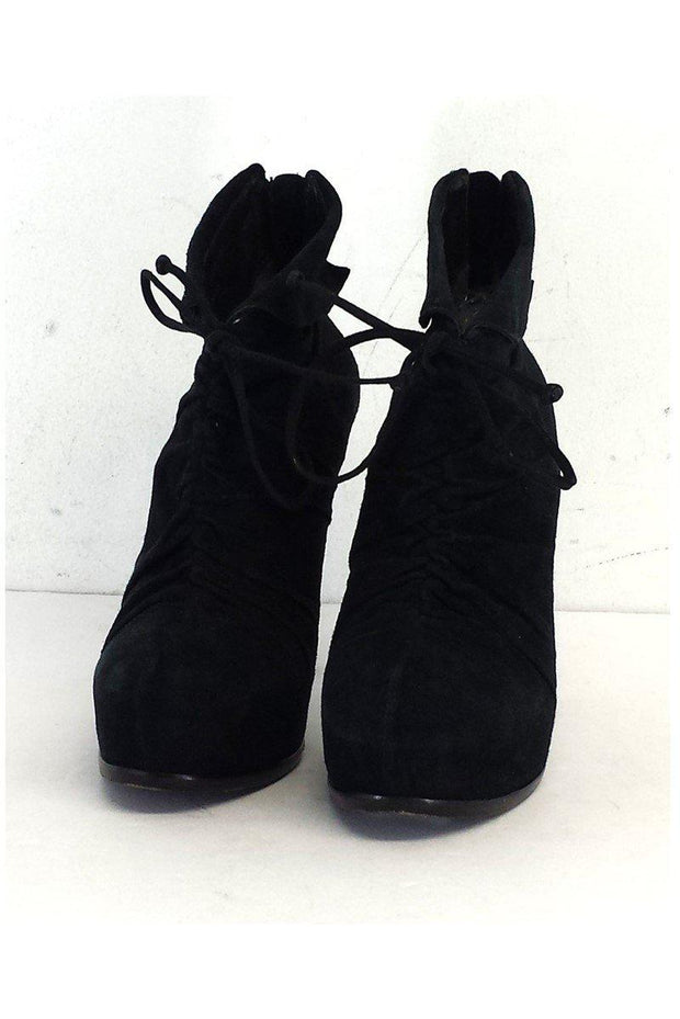 Current Boutique-Pour La Victoire - Black Suede Platform Ankle Booties Sz 8.5