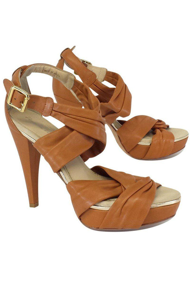 Current Boutique-Pour La Victoire - Brown Leather Strappy Sandal Heels Sz 8