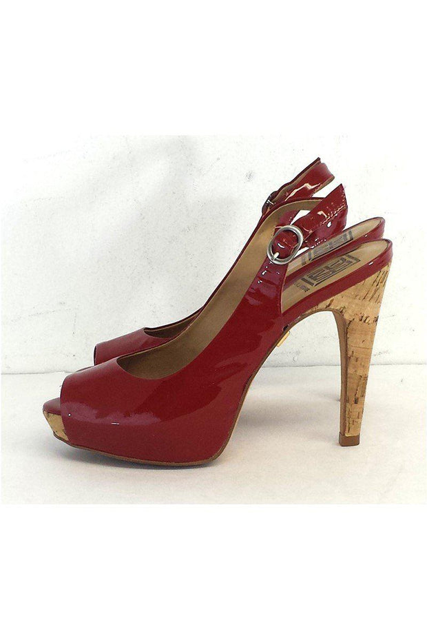 Current Boutique-Pour La Victoire - Red Patent Slingback Cork Heels Sz 6