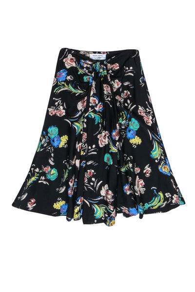 Current Boutique-Prabal Gurung - Black Floral Print Midi Skirt Sz 6