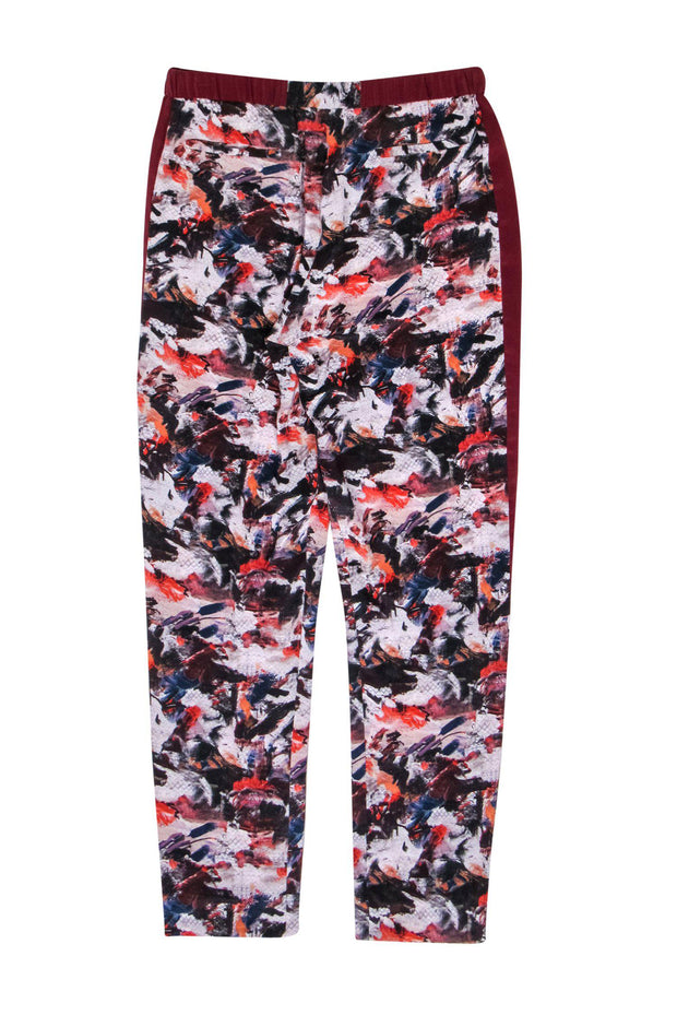 Current Boutique-Prabal Gurung - Multicolor Brushstroke Silk Joggers w/ Red Stripe Sz 4