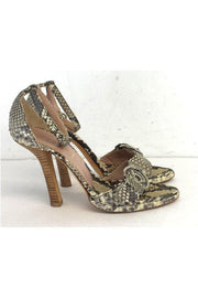 Current Boutique-Prada - Beige & Grey Snakeskin Sandal Heels Sz 7