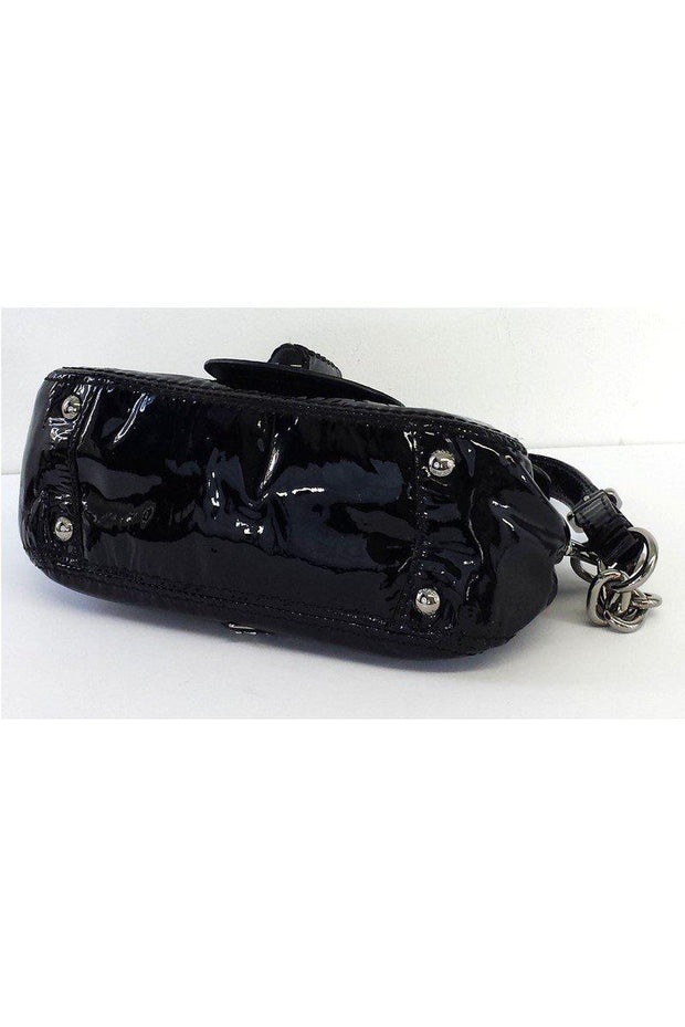 Current Boutique-Prada - Black & Cream Patent Leather Shoulder Bag