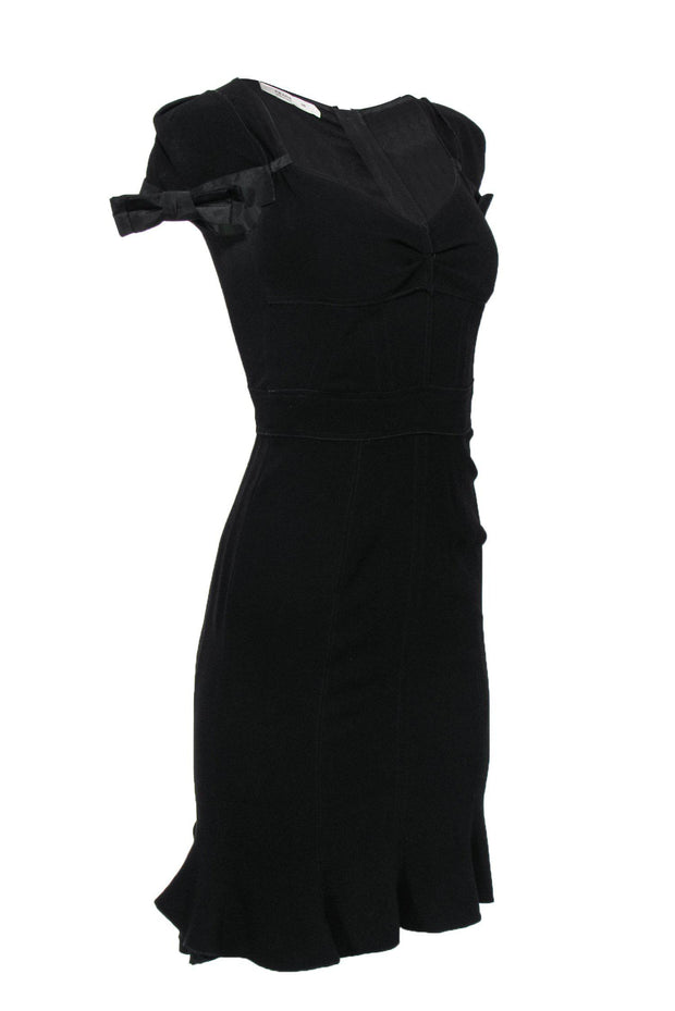 Current Boutique-Prada - Black Fitted Cocktail Dress w/ Bows Sz 4