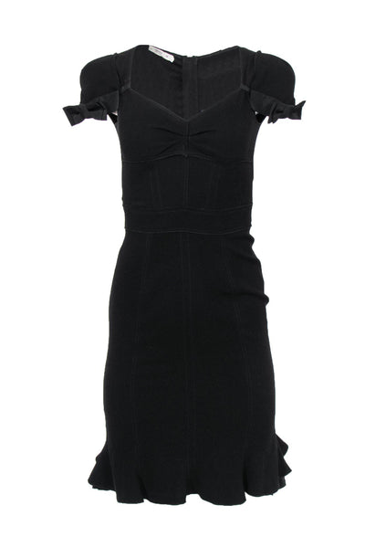 Current Boutique-Prada - Black Fitted Cocktail Dress w/ Bows Sz 4