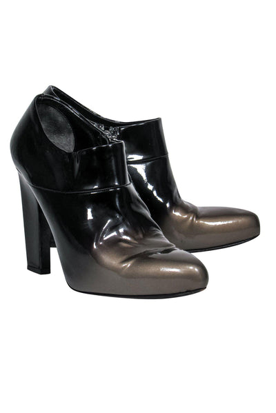 Current Boutique-Prada - Black & Gold Ombre Patent Leather Booties Sz 8.5