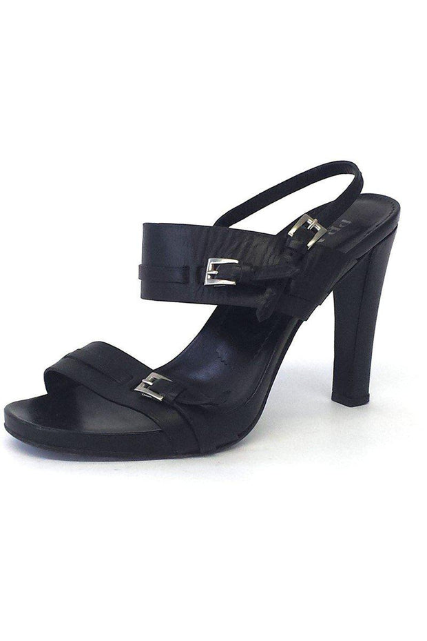 Current Boutique-Prada - Black Leather Slingback Sandals w/ Buckle Detail Sz 8.5