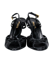 Current Boutique-Prada - Black Leather Strappy Heeled Sandals Sz 6.5