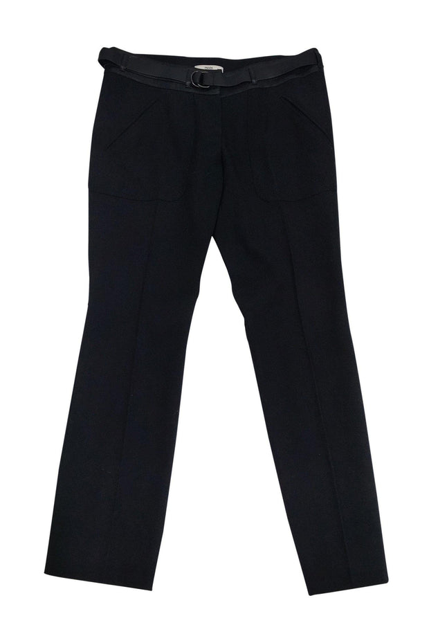 Current Boutique-Prada - Black Leather Trim Trousers Sz 8