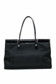 Current Boutique-Prada - Black Nylon & Leather Hinge-Style Tote Bag
