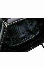 Current Boutique-Prada - Black Nylon & Leather Hinge-Style Tote Bag