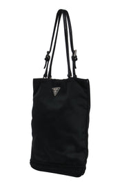 Current Boutique-Prada - Black Nylon Mini Handbag w/ Embroidered Trim
