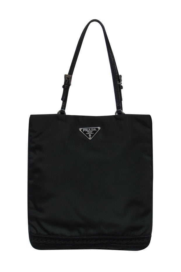 Prada - Black Nylon Mini Handbag w/ Embroidered Trim – Current