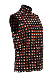 Current Boutique-Prada - Black & Orange Geometric Printed Mock Neck Top Sz XL