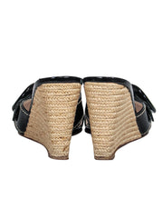 Current Boutique-Prada - Black Patent Leather Espadrille Wedges w/ Buckles Sz 6