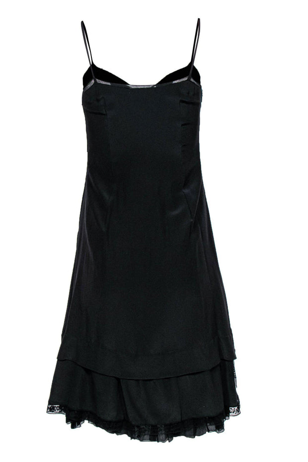 Current Boutique-Prada - Black Sleeveless Silk Shift Dress w/ Mesh & Sequins Sz 4