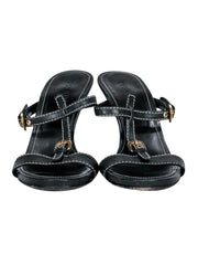 Current Boutique-Prada - Black Strappy Heels w/ Gold Buckles Sz 5.5