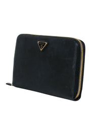 Current Boutique-Prada - Black Textured Zip-Around Large Wallet