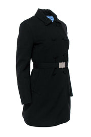Current Boutique-Prada - Black Zippered & Button-Up Peacoat Sz 8