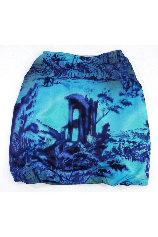 Current Boutique-Prada - Blue Print Wrap Pedal Skirt Sz 10