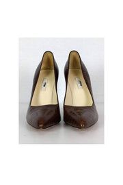 Current Boutique-Prada - Brown Embossed Pointed Pumps Sz 7.5