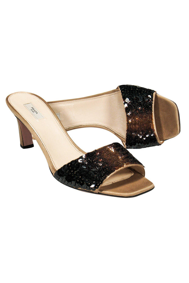 Current Boutique-Prada - Brown Ombre Sequined Mule Heels Sz 8
