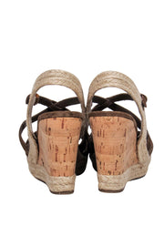 Current Boutique-Prada - Brown Suede & Cork Wedge Sandals Sz 8.5
