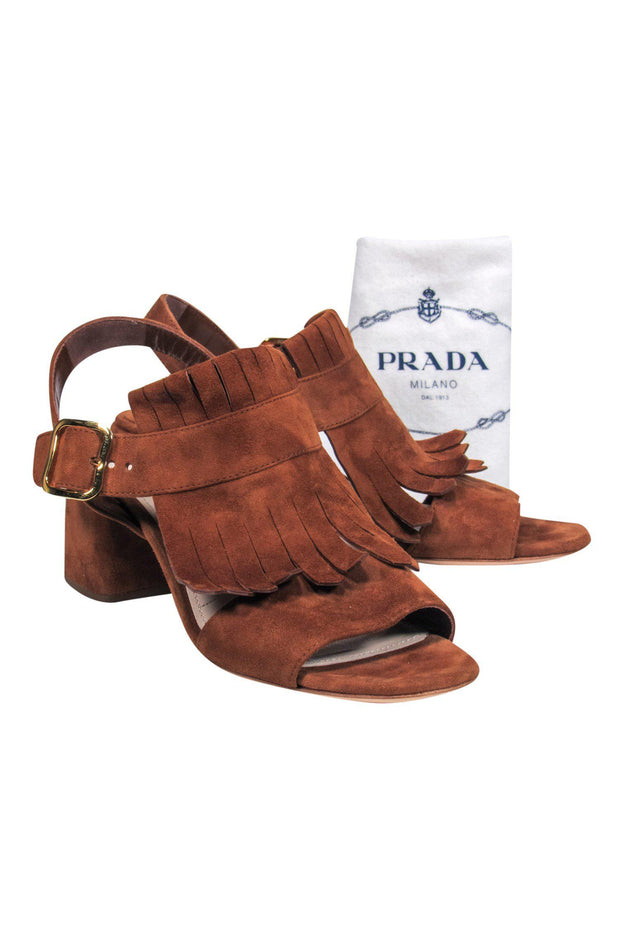 Current Boutique-Prada - Brown Suede Heels w/ Fringe Sz 6