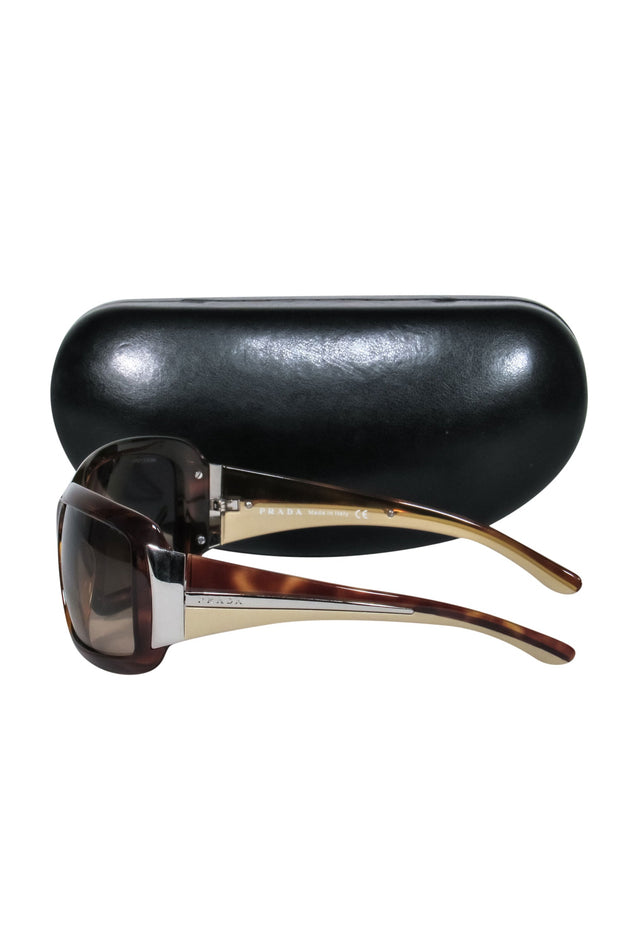Current Boutique-Prada - Brown Tortoise Shell Square Oversized Sunglasses