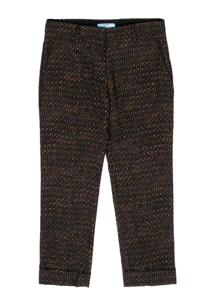 Current Boutique-Prada - Brown Woven Pattern Printed Cropped Trousers Sz 4