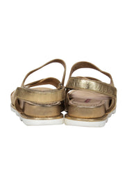 Current Boutique-Prada - Gold Leather Strappy Platform Sandals Sz 7.5