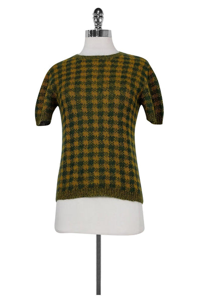 Current Boutique-Prada - Green & Mustard Plaid Knit Top Sz 4