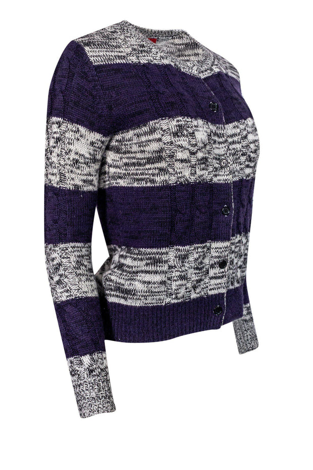 Current Boutique-Prada - Grey & Purple Cashwool Blend Cardigan Sz S