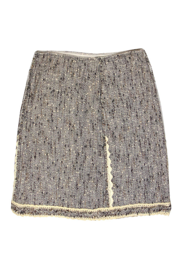 Current Boutique-Prada - Grey Tweed Pencil Skirt w/ Cream Trim Sz 4