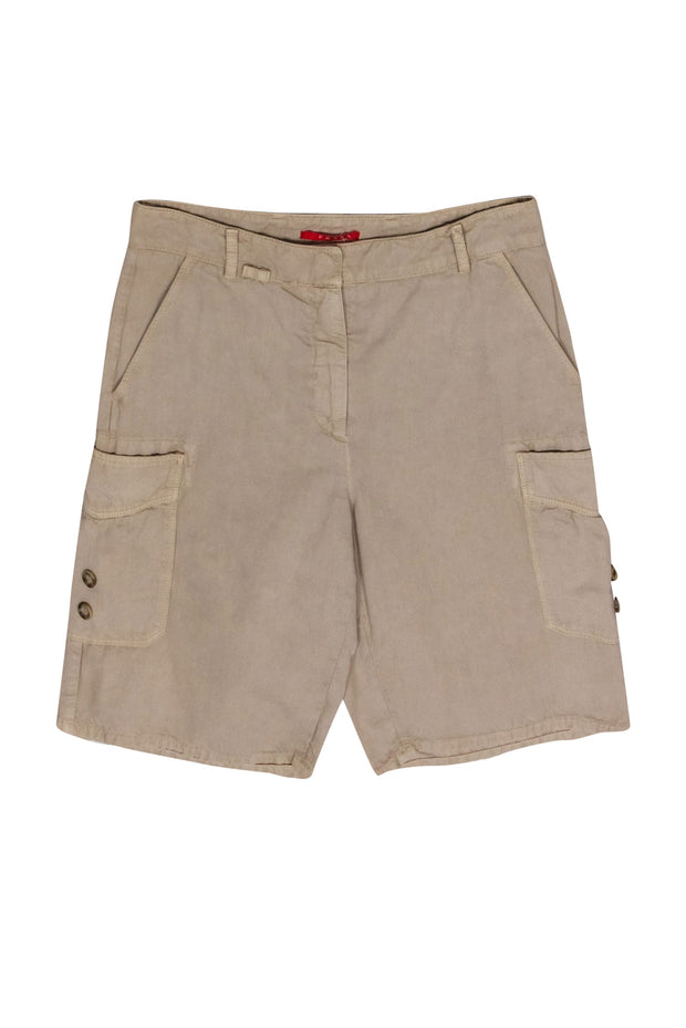 Current Boutique-Prada - Khaki Cotton Blend Cargo-Style Shorts Sz 4