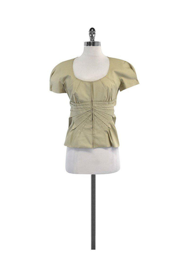 Current Boutique-Prada - Khaki Cotton Short Sleeve Jacket Sz 6