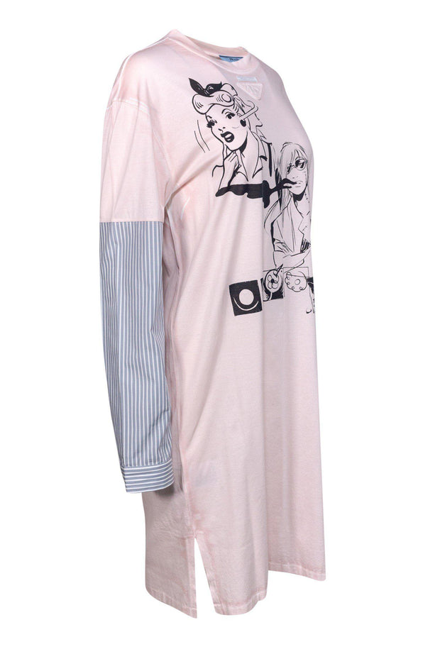 Current Boutique-Prada - Light Pink T-Shirt Dress w/ Comic Print Sz M