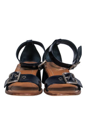 Current Boutique-Prada - Navy Patent Leather Smooth Anklestrap Sandals Sz 8