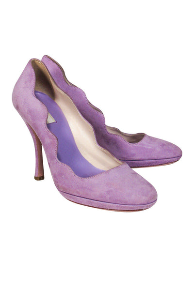 Current Boutique-Prada - Pastel Purple Suede Pumps w/ Scalloped Edges Sz 5.5