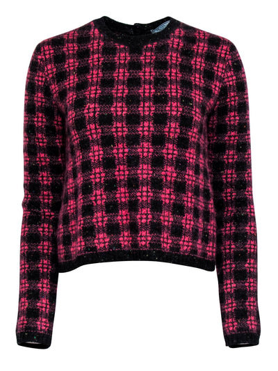 Current Boutique-Prada - Pink & Black Plaid Knit Sweater Sz 6