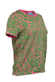 Current Boutique-Prada - Pink & Green Knit Palm Print Short Sleeve Top Sz 8