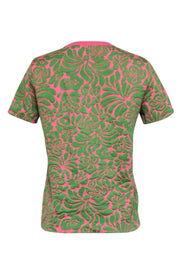 Current Boutique-Prada - Pink & Green Knit Palm Print Short Sleeve Top Sz 8
